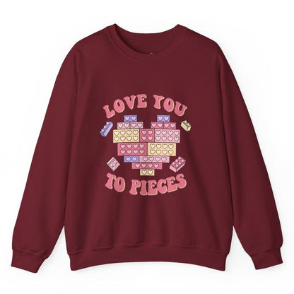 Love You to Pieces Valentine Crewneck Sweatshirt - Bold Printed Tees