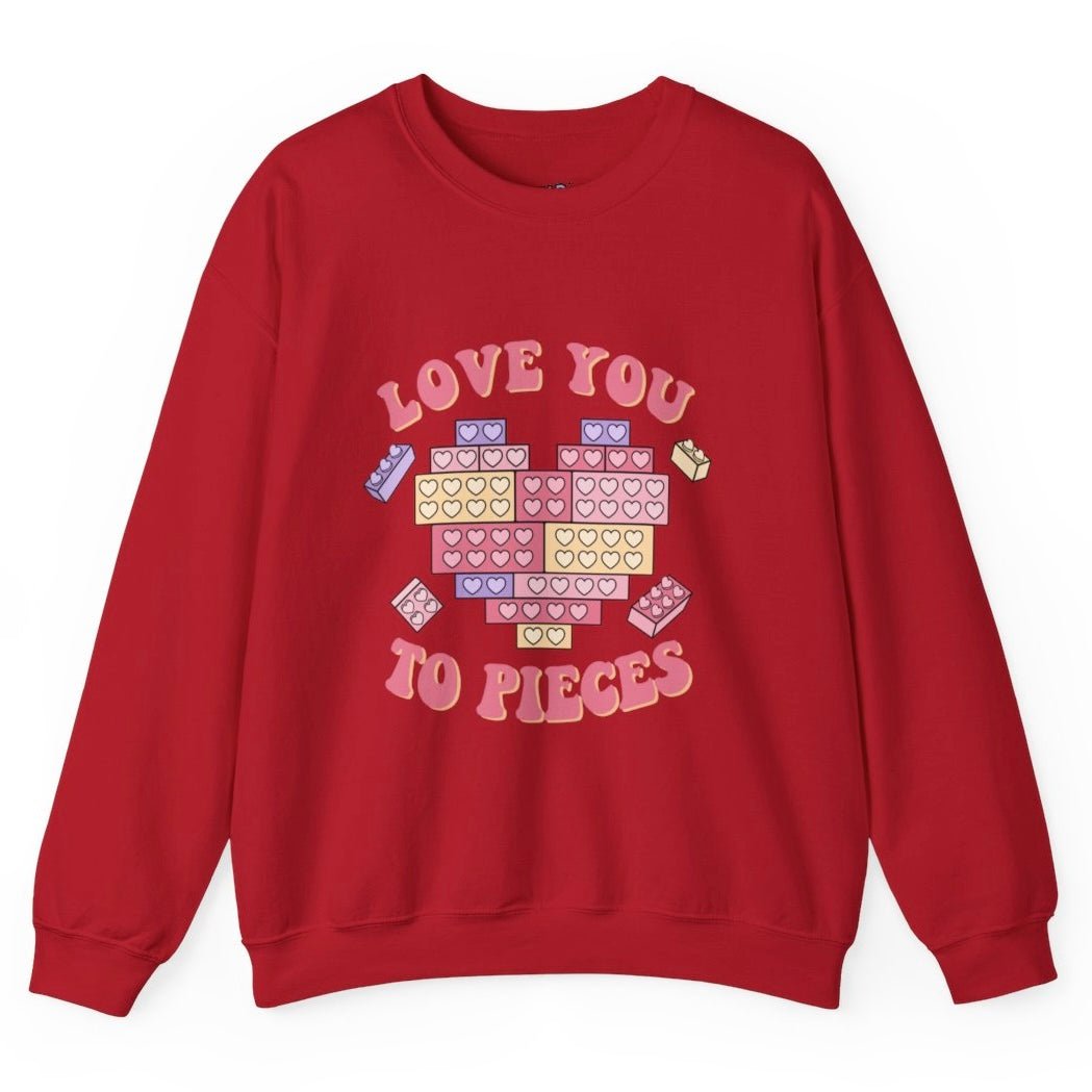Love You to Pieces Valentine Crewneck Sweatshirt - Bold Printed Tees