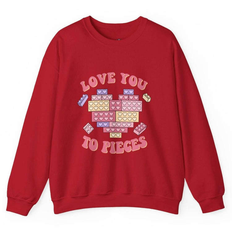 Love You to Pieces Valentine Crewneck Sweatshirt - Bold Printed Tees
