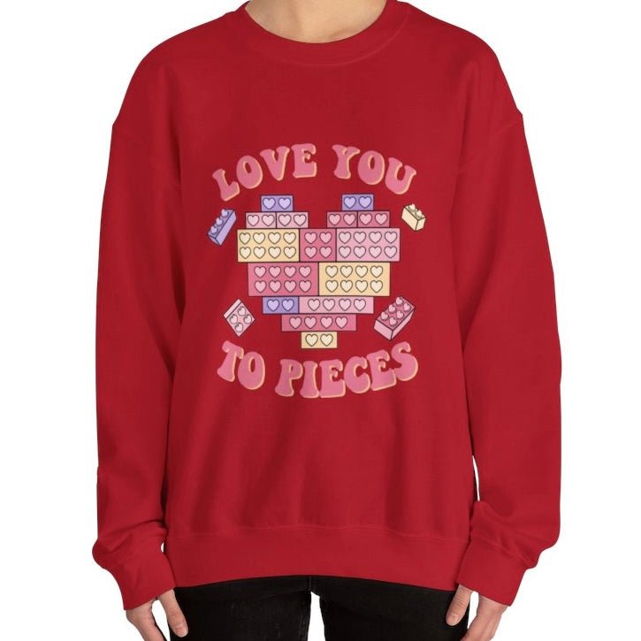 Love You to Pieces Valentine Crewneck Sweatshirt - Bold Printed Tees