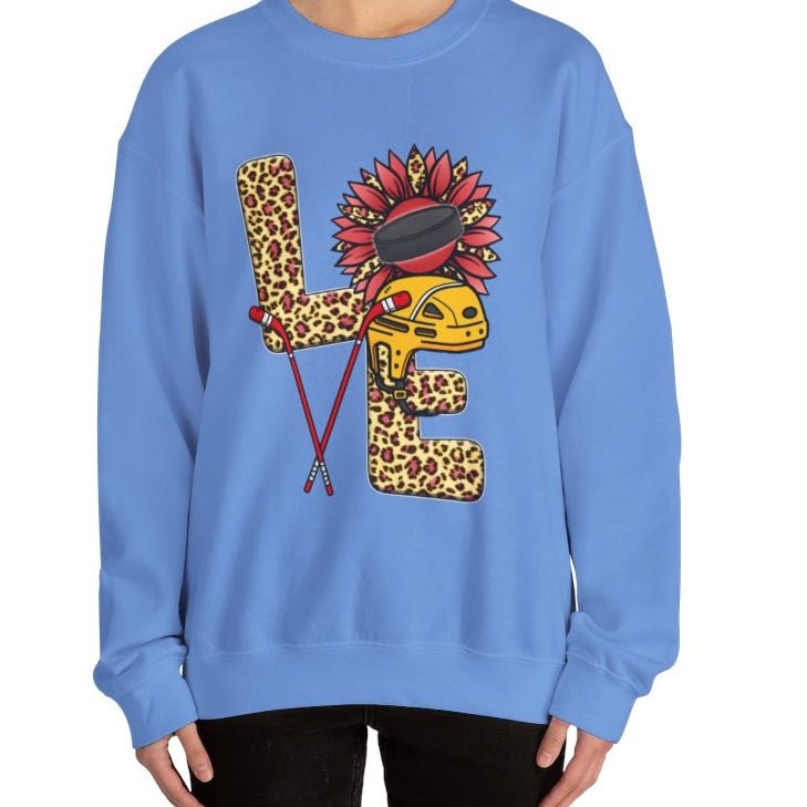 Hockey Love Crewneck Sweatshirt - Bold Printed Tees