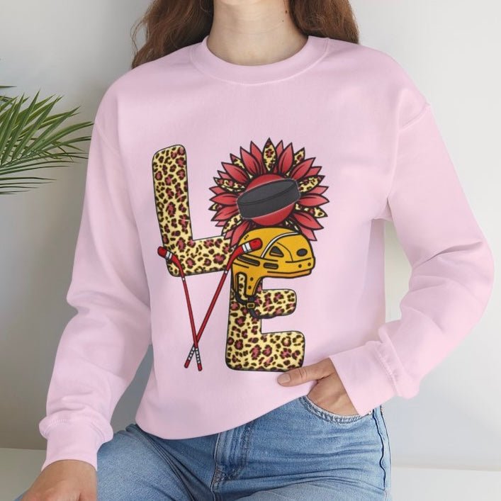 Hockey Love Crewneck Sweatshirt - Bold Printed Tees