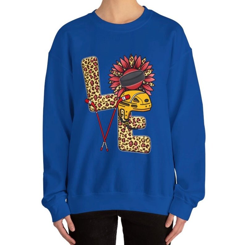 Hockey Love Crewneck Sweatshirt - Bold Printed Tees