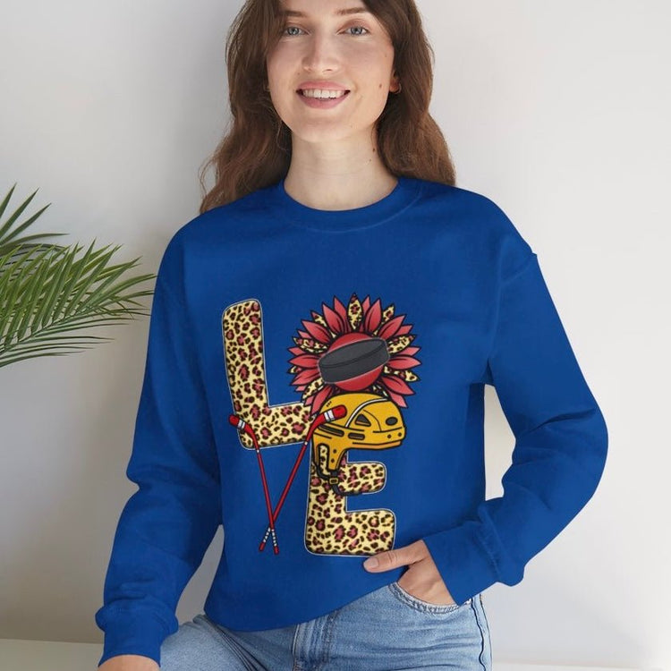 Hockey Love Crewneck Sweatshirt - Bold Printed Tees