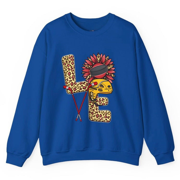 Hockey Love Crewneck Sweatshirt - Bold Printed Tees