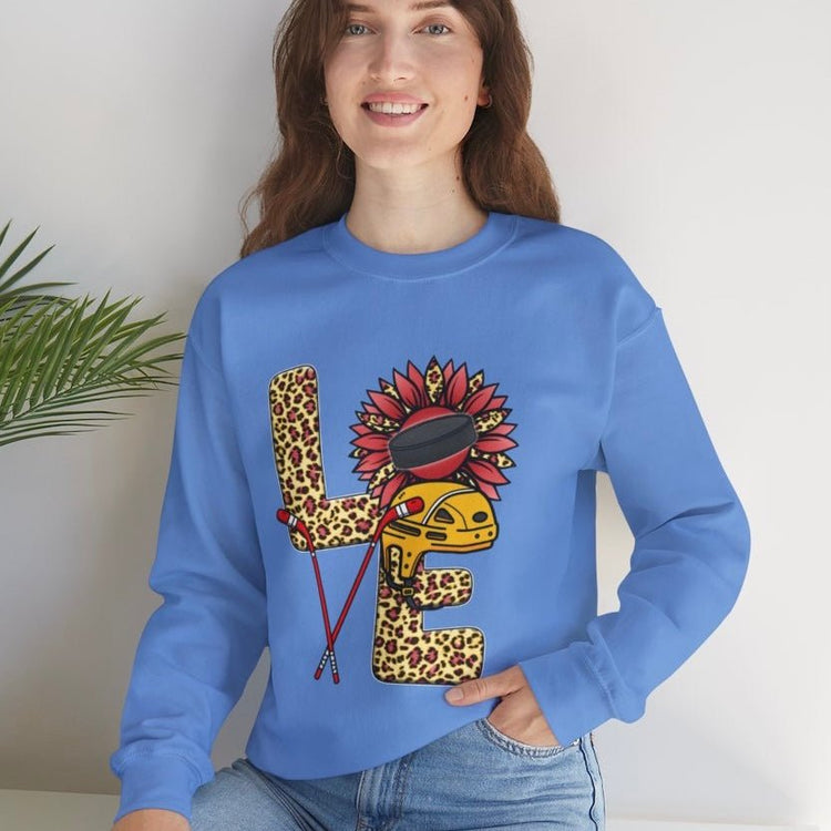 Hockey Love Crewneck Sweatshirt - Bold Printed Tees