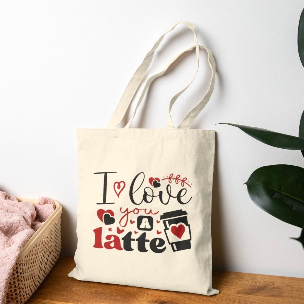 I Love You a Latte Valentine Tote Bag - Bold Printed Tees