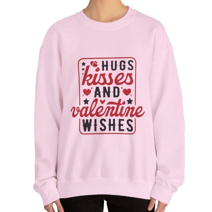 Hugs Kisses And Valentine Wishes Crewneck Sweatshirt - Bold Printed Tees