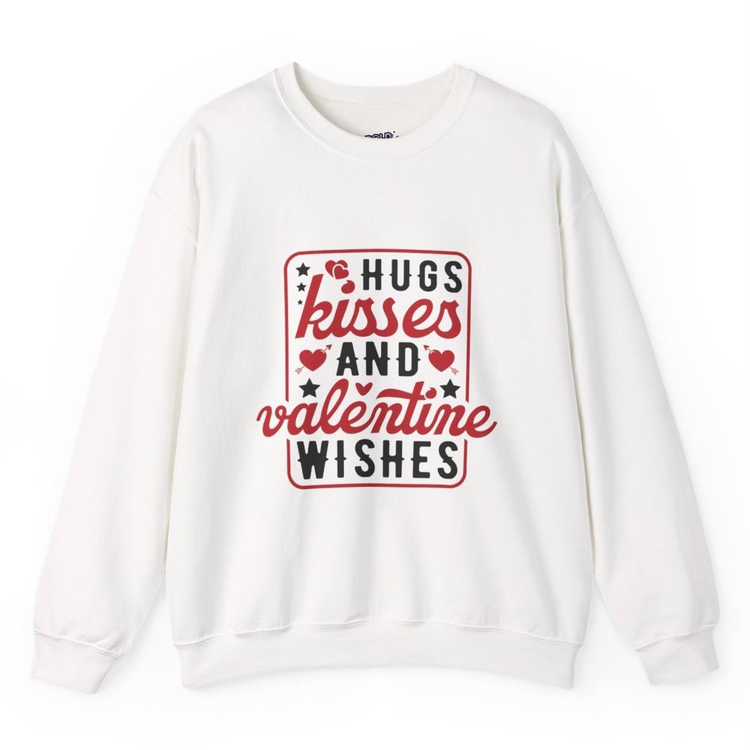Hugs Kisses And Valentine Wishes Crewneck Sweatshirt - Bold Printed Tees