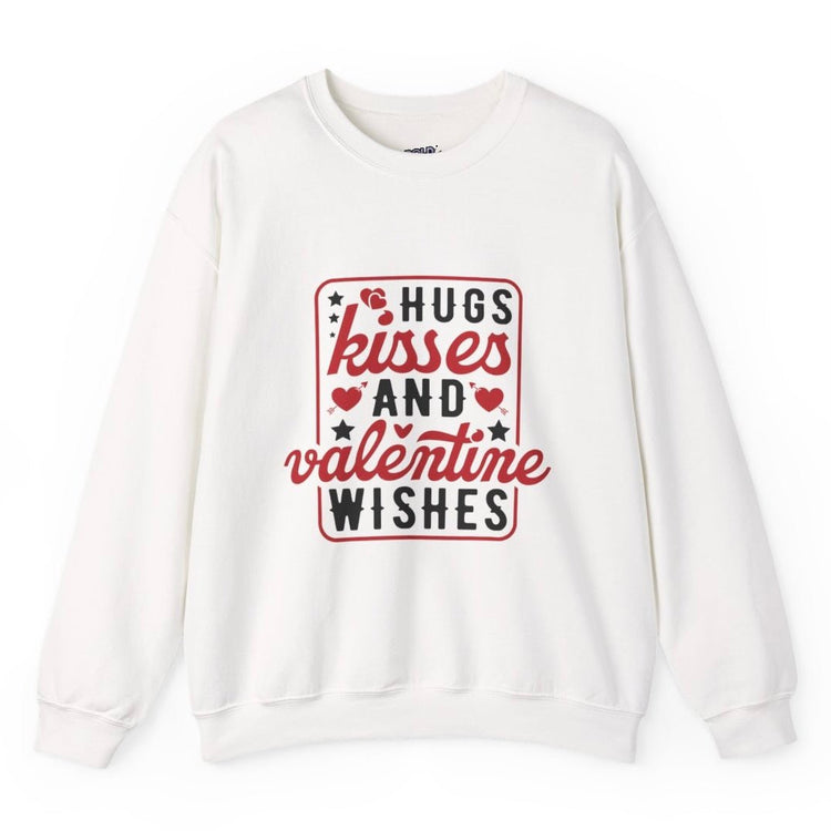 Hugs Kisses And Valentine Wishes Crewneck Sweatshirt - Bold Printed Tees