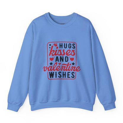 Hugs Kisses And Valentine Wishes Crewneck Sweatshirt - Bold Printed Tees