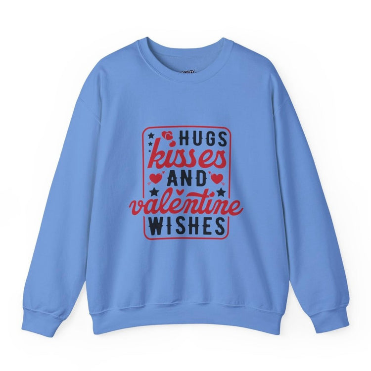 Hugs Kisses And Valentine Wishes Crewneck Sweatshirt - Bold Printed Tees