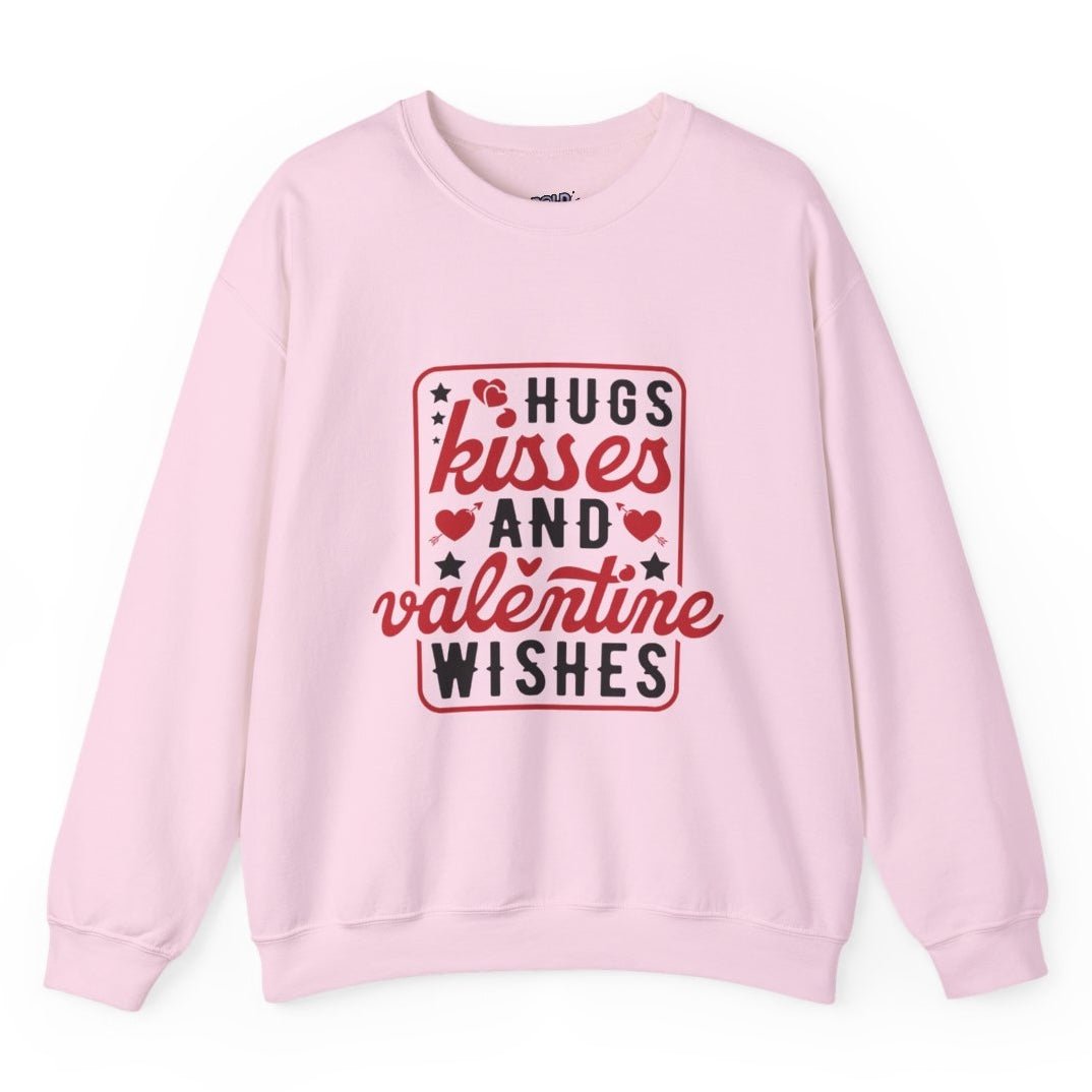 Hugs Kisses And Valentine Wishes Crewneck Sweatshirt - Bold Printed Tees