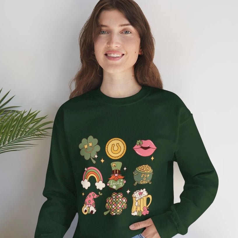 Feeling Lucky Icons Sweatshirt - Bold Printed Tees