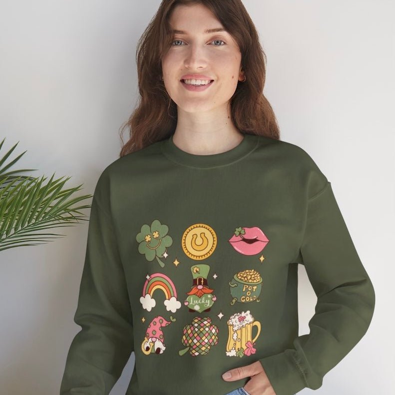 Feeling Lucky Icons Sweatshirt - Bold Printed Tees