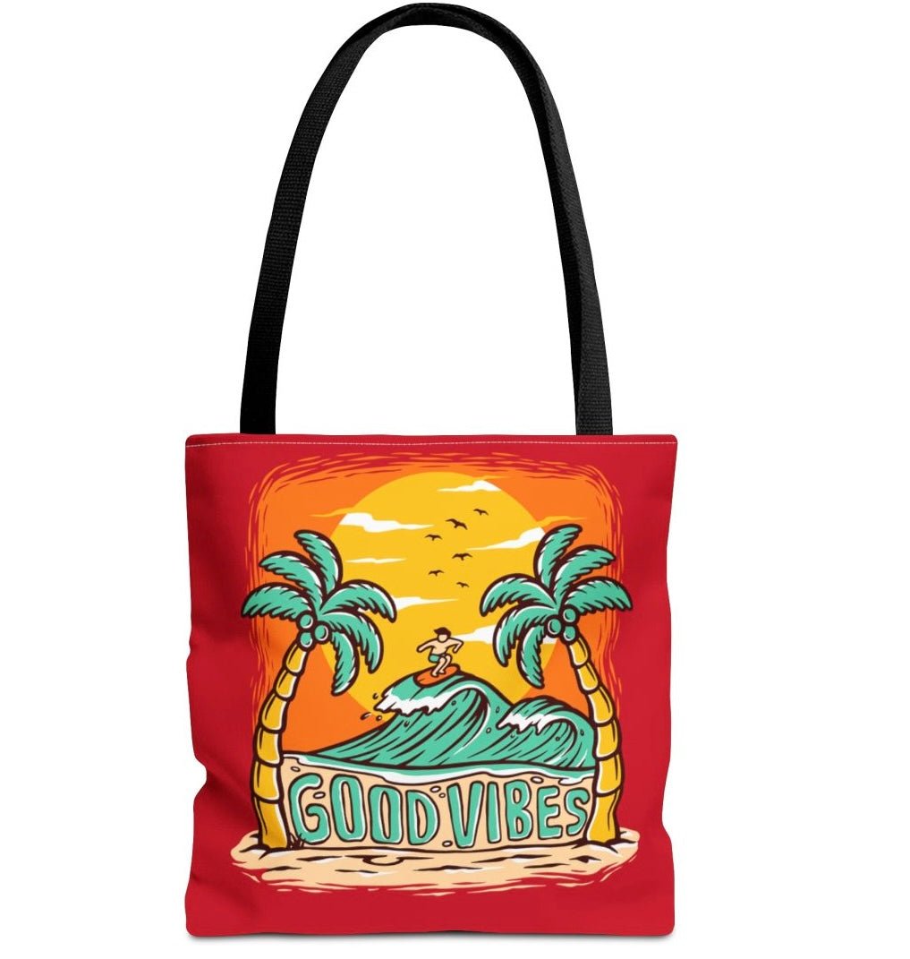 Good Vibes Beach Palm Tree Tote Bag - Bold Printed Tees