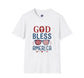 God Bless America T-Shirt — Patriotic Christian Tee with Cross & Flag Graphics - Bold Printed Tees