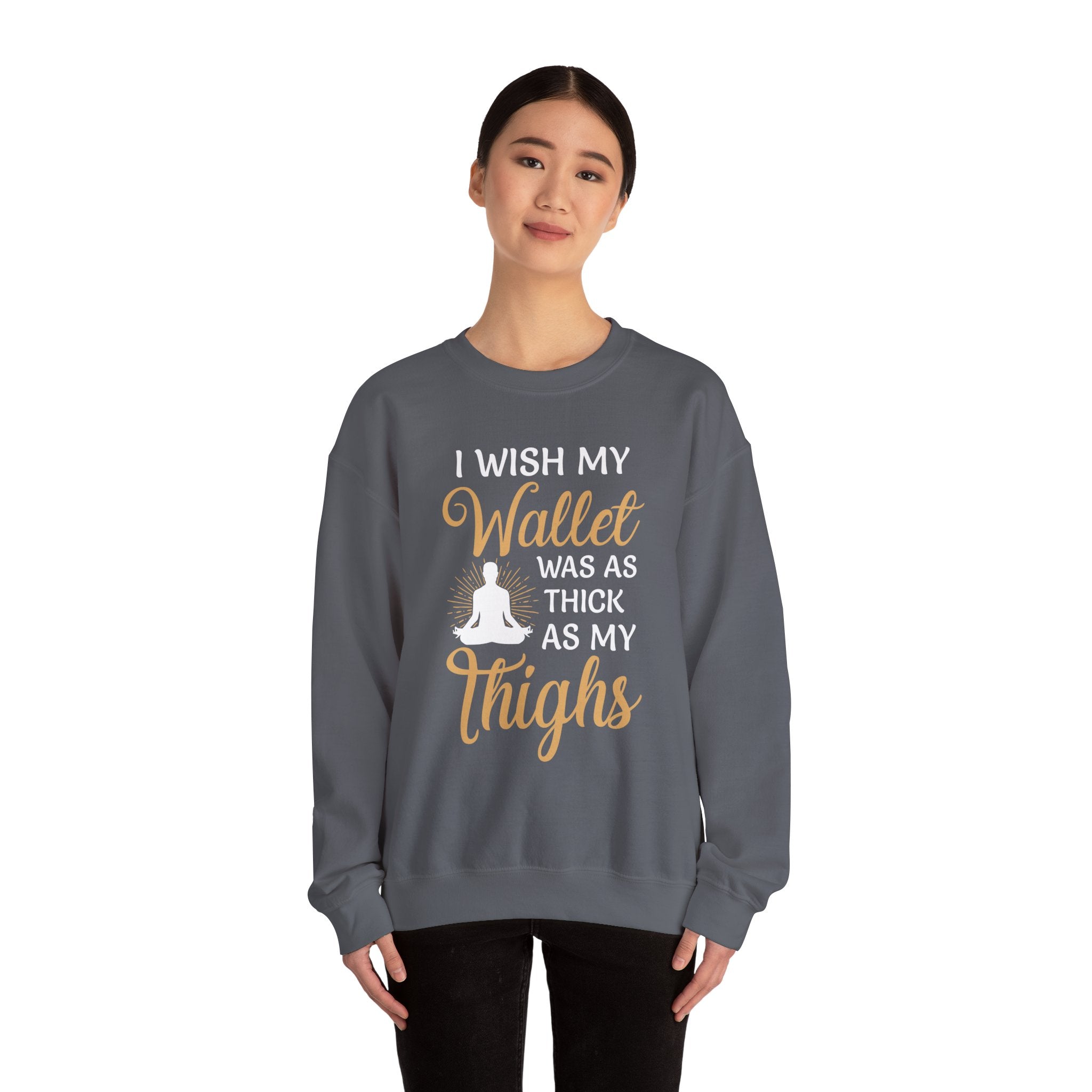 Funny Thick Thighs Wallet Sweatshirt, Cozy Casual Wear, Humor, Unisex Crewneck