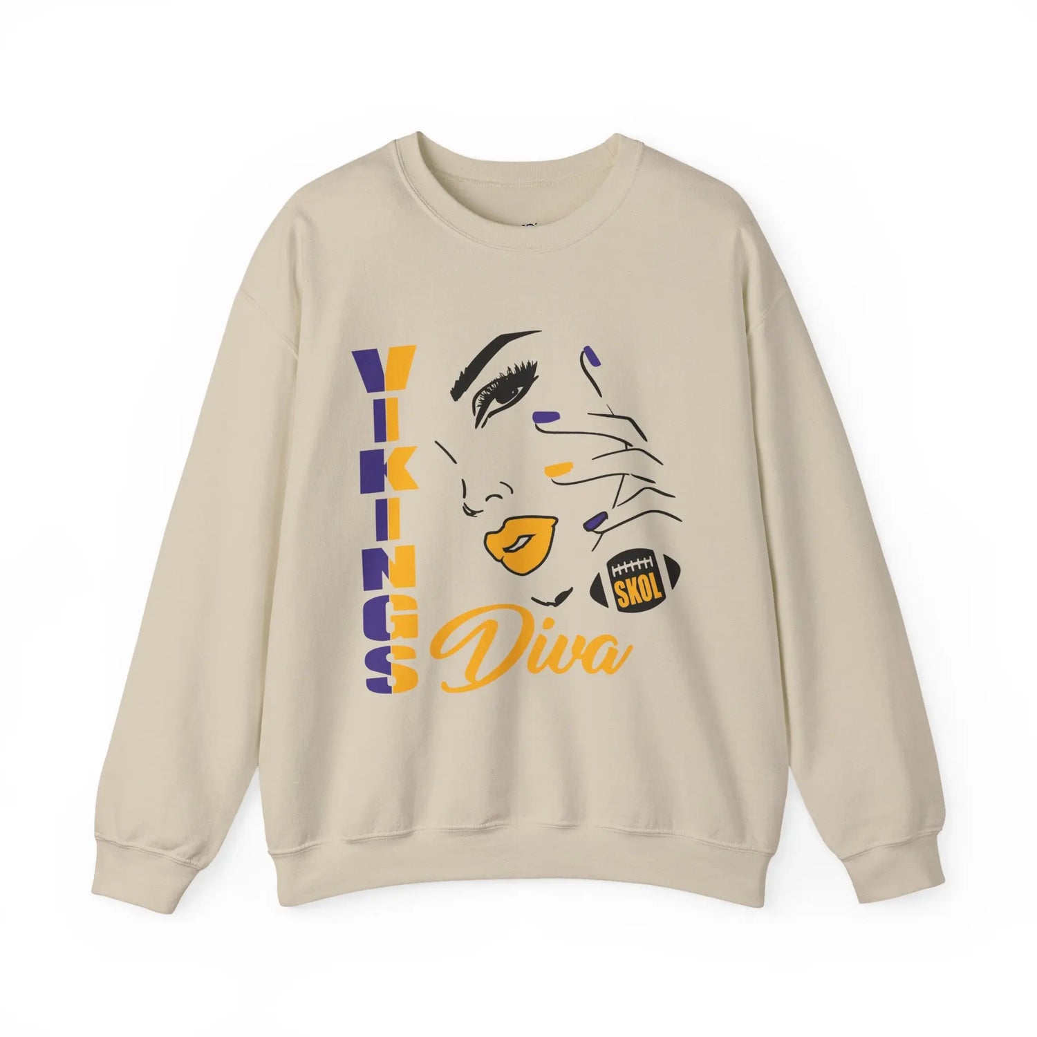 Vikings Diva Crewneck Sweatshirt – Football Game Day Attire - Bold Printed Tees