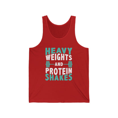 Heavy Weights And Protein Shakes Gym Fitness Unisex Jersey Tank