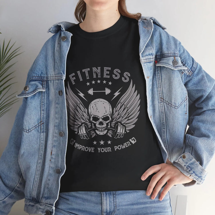 Fitness Improve Your Power Skull Wing T Shirt Gym Workout Tee - Bold Printed Tees