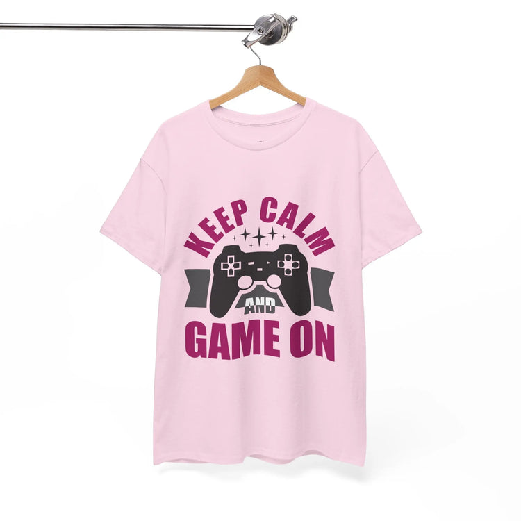 Keep Calm and Game On T-Shirt Funny Gamer Tee, Casual Gaming Graphic Shirt - Bold Printed Tees