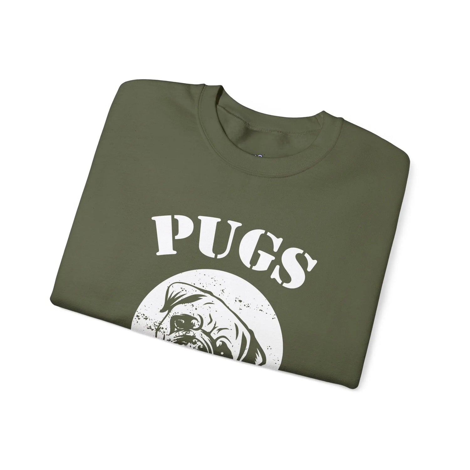 Pugs Not Drugs Sweatshirt Funny Dog Lover Crewneck, Cute Pug Graphic Pullover, Unisex Heavy Blend Sweater - Bold Printed Tees