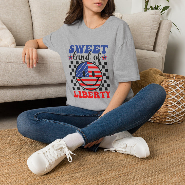 Sweet Land of Liberty T-Shirt Patriotic American Flag Graphic Tee - Bold Printed Tees