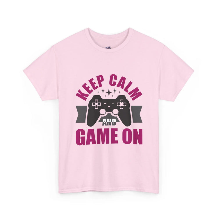 Keep Calm and Game On T-Shirt Funny Gamer Tee, Casual Gaming Graphic Shirt - Bold Printed Tees