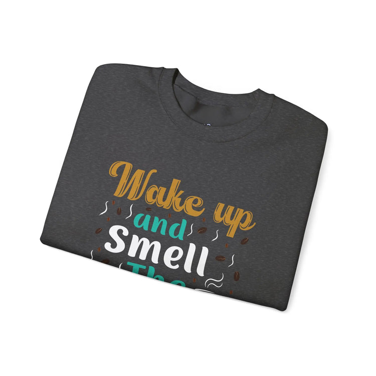 Wake Up and Smell the Coffee Crewneck Sweatshirt | Cozy Coffee Lovers Apparel - Bold Printed Tees