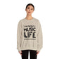 Without Music Life Would Be a Mistake Sweatshirt Music Lover Crewneck Pullover - Bold Printed Tees