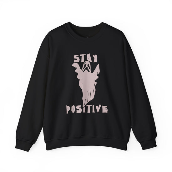 Stay Positive Halloween Crewneck Sweatshirt Unisex Relaxed Fit Motivational - Bold Printed Tees