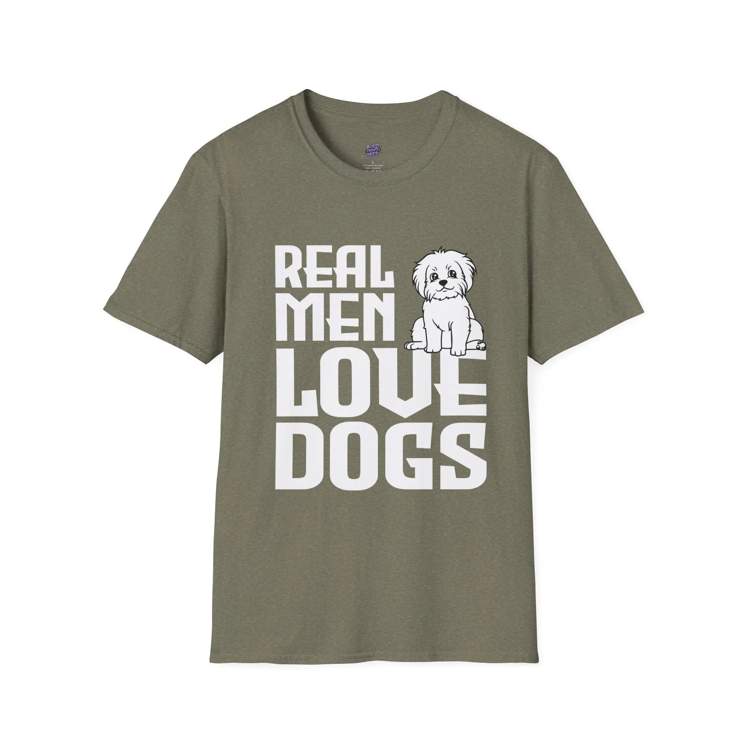 Real Men Love Dogs T-Shirt Funny Dog Lover Gift, Cute Puppy Graphic Shirt - Bold Printed Tees