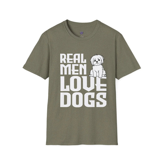 Real Men Love Dogs T-Shirt Funny Dog Lover Gift, Cute Puppy Graphic Shirt - Bold Printed Tees