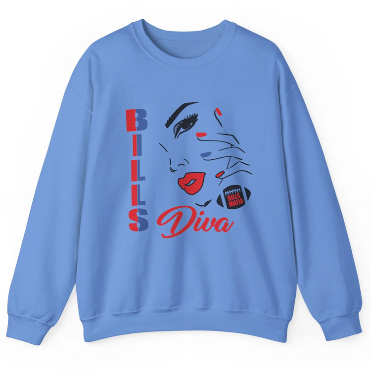 Bills Diva Crewneck Buffalo Sweatshirt Football Fan Crewneck - Bold Printed Tees