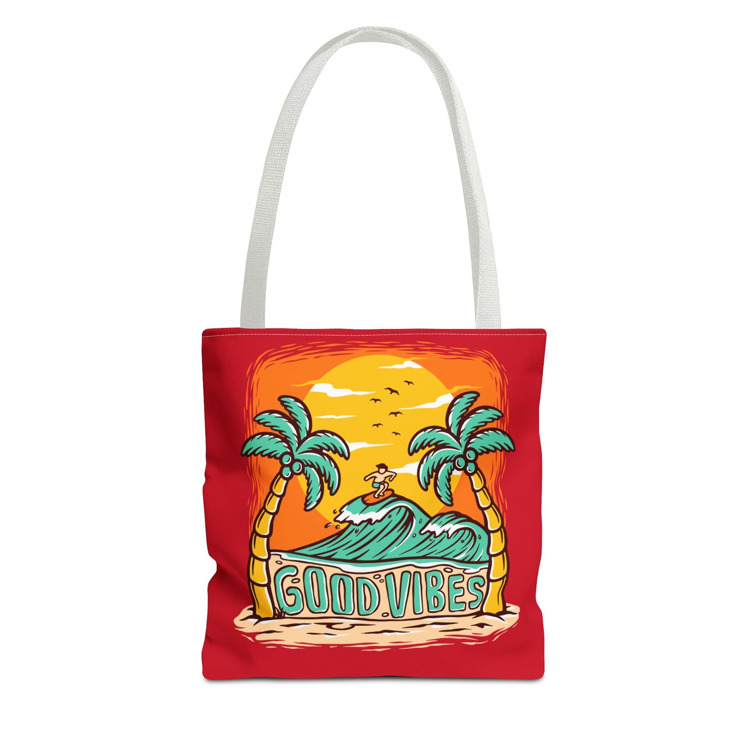 Good Vibes Beach Palm Tree Tote Bag - Bold Printed Tees