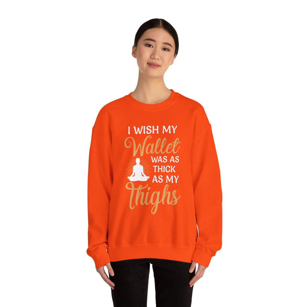 Funny Thick Thighs Wallet Sweatshirt, Cozy Casual Wear, Humor, Unisex Crewneck