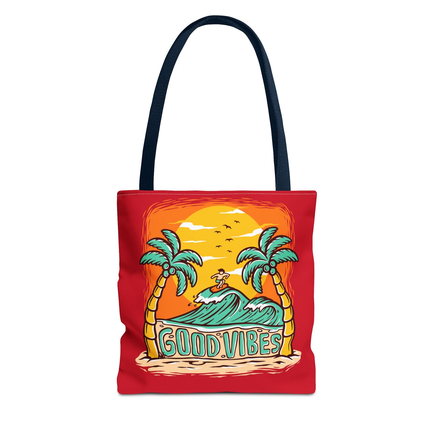 Good Vibes Beach Palm Tree Tote Bag - Bold Printed Tees