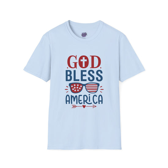 God Bless America T-Shirt — Patriotic Christian Tee with Cross & Flag Graphics - Bold Printed Tees