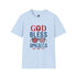 God Bless America T-Shirt — Patriotic Christian Tee with Cross & Flag Graphics - Bold Printed Tees