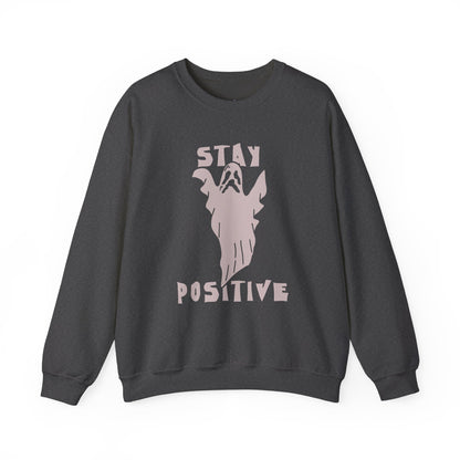 Stay Positive Halloween Crewneck Sweatshirt Unisex Relaxed Fit Motivational - Bold Printed Tees