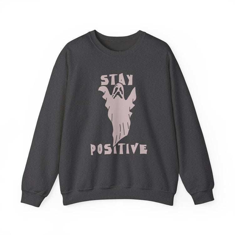 Stay Positive Halloween Crewneck Sweatshirt Unisex Relaxed Fit Motivational - Bold Printed Tees