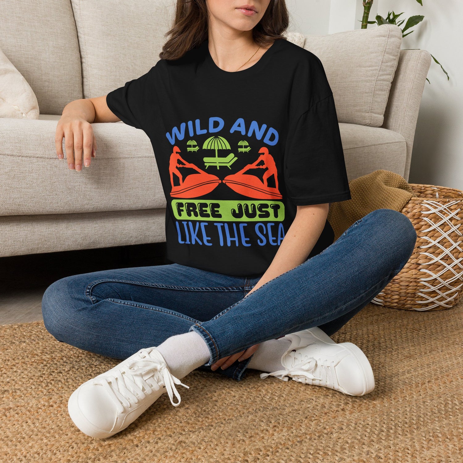 "Wild and Free Just Like the Sea" Beach Adventure Tee - Bold Printed Tees