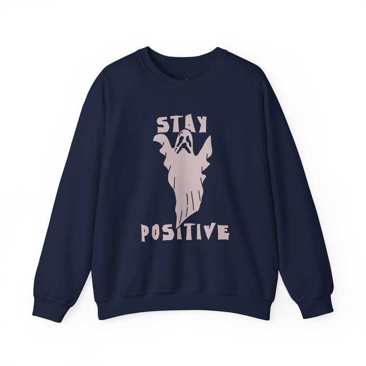Stay Positive Halloween Crewneck Sweatshirt Unisex Relaxed Fit Motivational - Bold Printed Tees