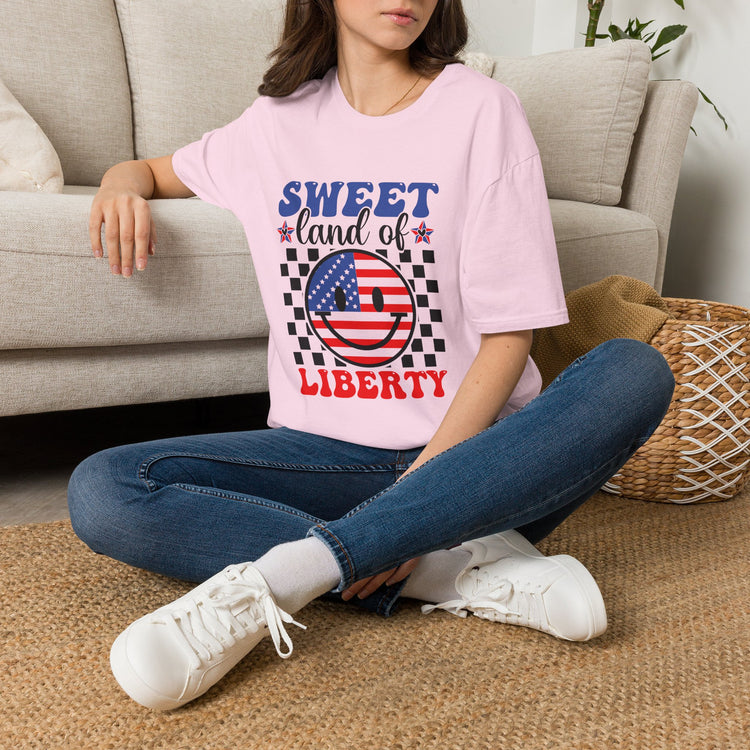 Sweet Land of Liberty T-Shirt Patriotic American Flag Graphic Tee - Bold Printed Tees