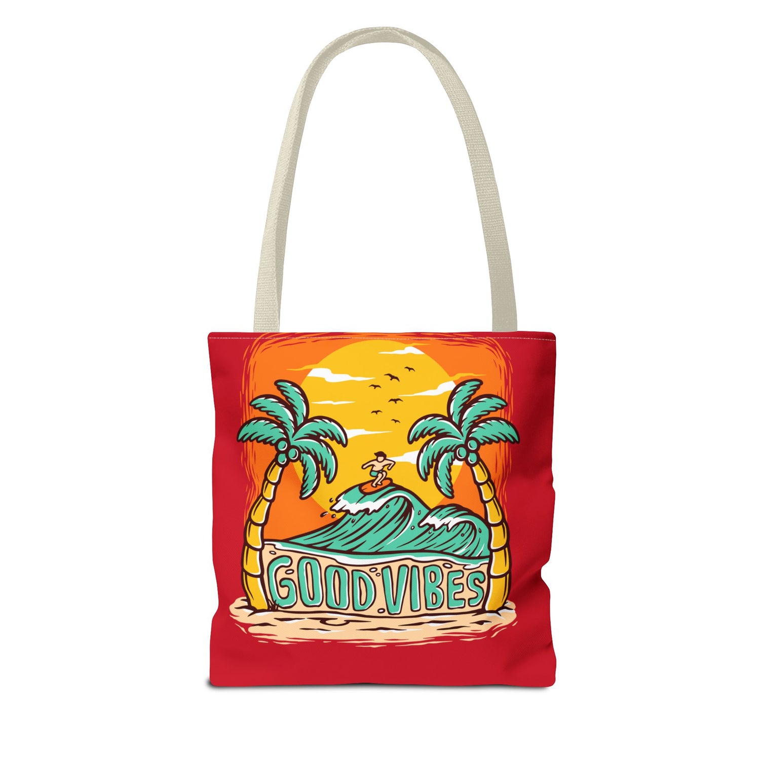 Good Vibes Beach Palm Tree Tote Bag - Bold Printed Tees