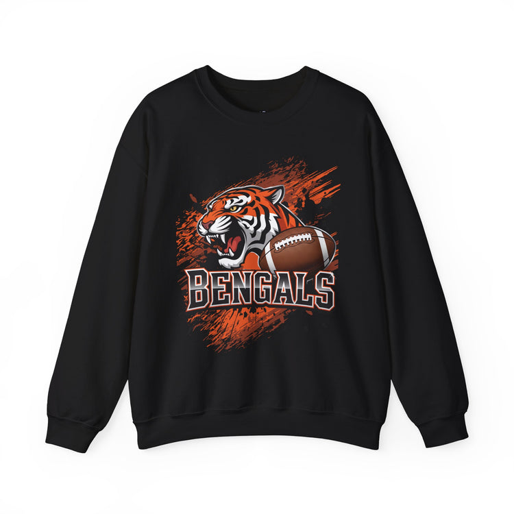 Bengals Football Fierce Tiger Bengal Cincinnati Crewneck Sweatshirt - Bold Printed Tees
