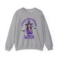 Strong Independent Witch Crewneck Sweatshirt | Halloween Cozy Graphic Pullover - Bold Printed Tees