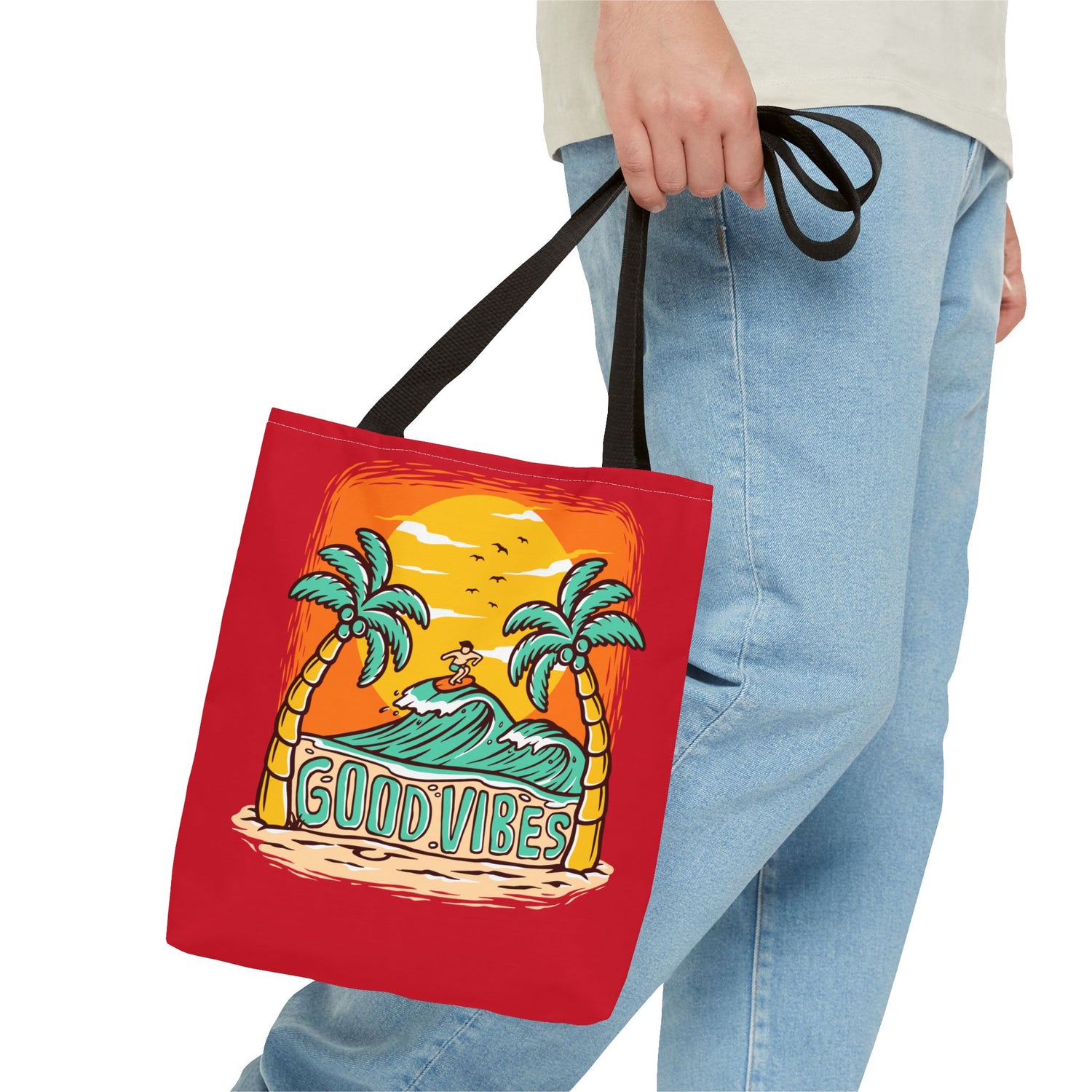 Good Vibes Beach Palm Tree Tote Bag - Bold Printed Tees