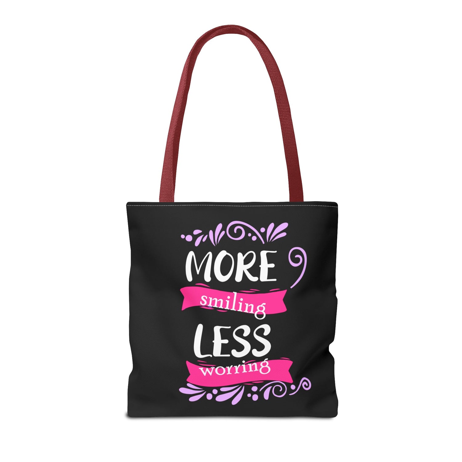 More Smiling Less Worrying Tote Bag - Bold Printed Tees